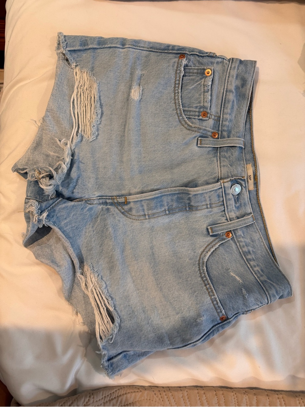 Levi's Light Blue Distressed Denim Cutoff Shorts
